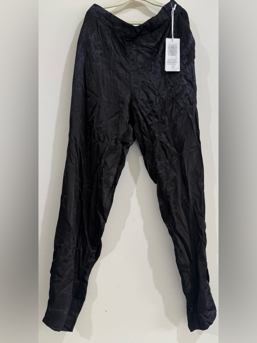 PHARAOH Black Satin-Effect Relaxed Tapered Pants